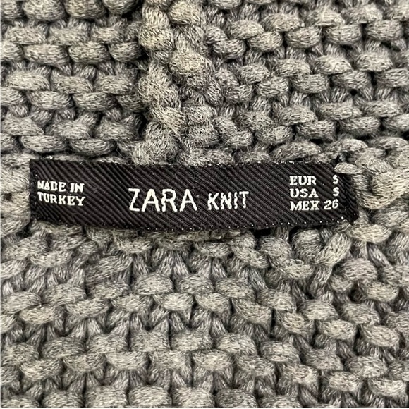 ZARA KNIT Slate Grey Chunky Knit Turtleneck Sweater Size Small Relaxed Fit - Picture 6 of 14